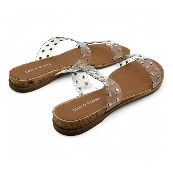 Sun Stone Womens Beige Cushioned Comfort Studded Slip Resistant Easten Round Toe - Picture 5 of 9